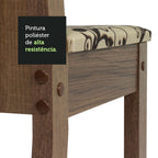 Conjunto Sala de Jantar Mesa Tampo de Vidro 4 Cadeiras Rustic/Crema/Bege Marrom Perla Madesa