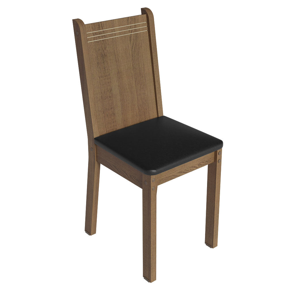 Conjunto Sala de Jantar Mesa Tampo de Madeira 4 Cadeiras Rustic/Preto Marilyn Madesa
