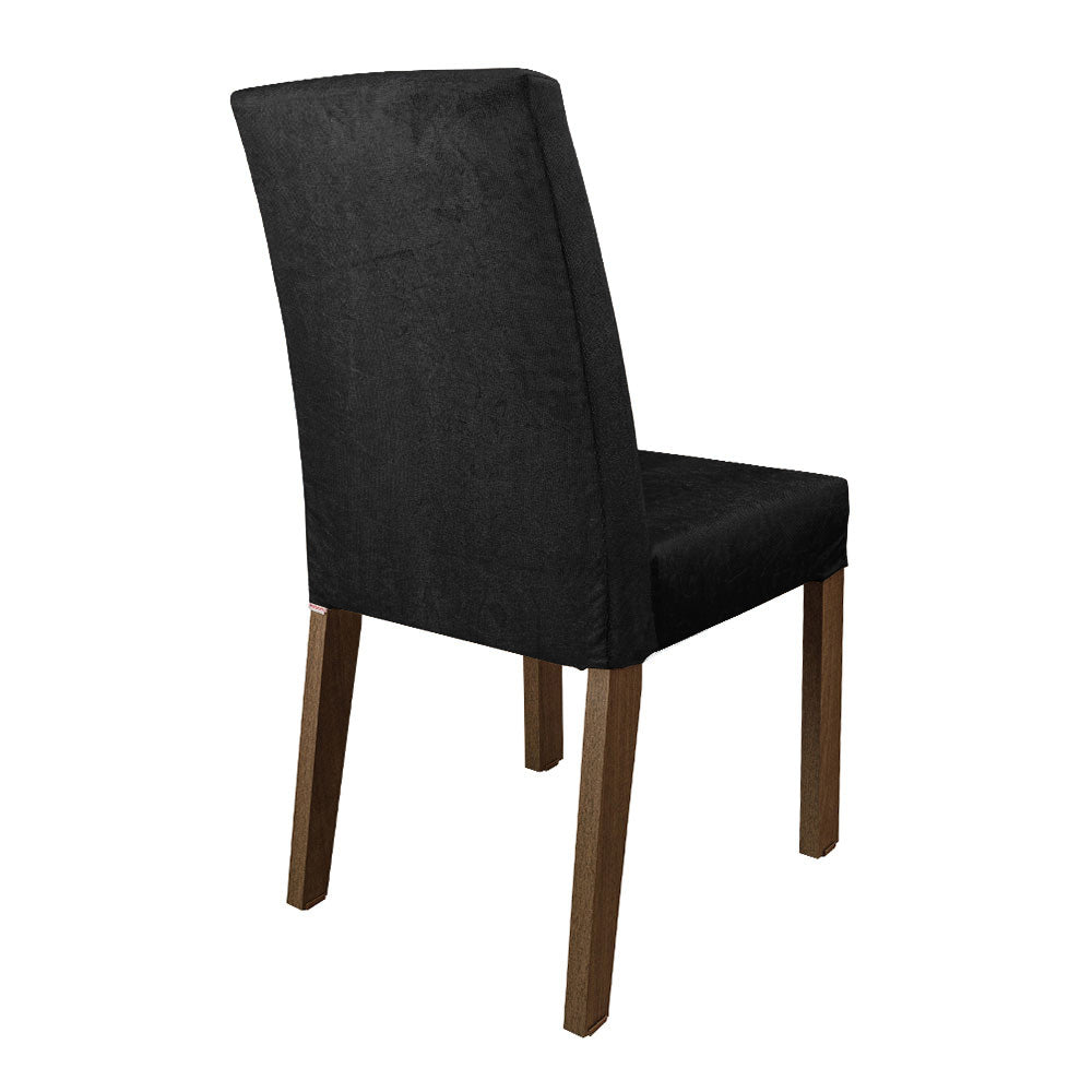 Conjunto Sala de Jantar Mesa Tampo de Vidro 4 Cadeiras Preto/Oxford Antônia Madesa