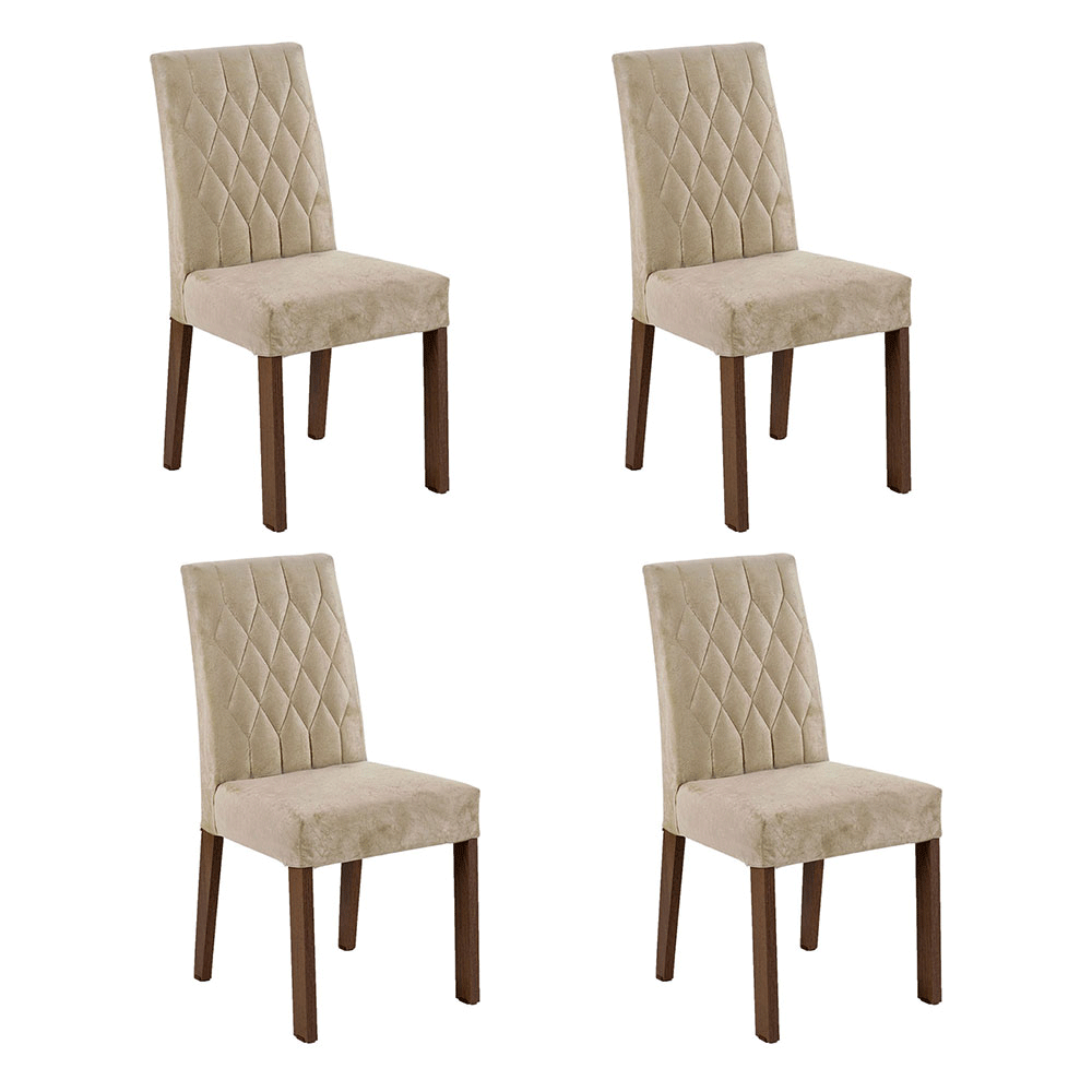 Conjunto Sala de Jantar Mesa Tampo de Vidro 4 Cadeiras Rustic/Imperial Reale Madesa