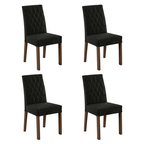 Conjunto Sala de Jantar Mesa Tampo de Vidro 4 Cadeiras Rustic/Preto/Oxford Reale Madesa