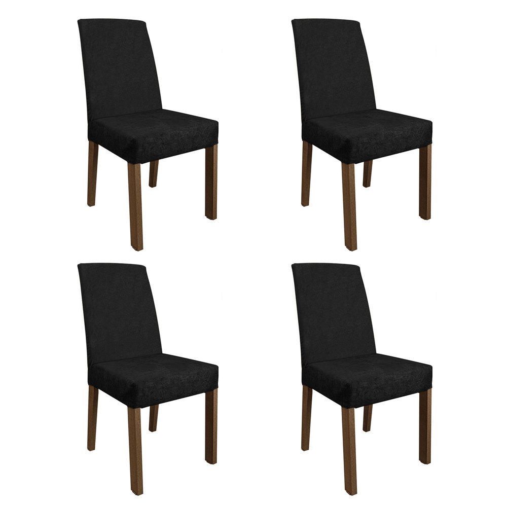 Conjunto Sala de Jantar Mesa Tampo de Vidro 4 Cadeiras Rustic/Oxford Zion Madesa