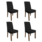Conjunto Sala de Jantar Mesa Tampo de Vidro 4 Cadeiras Rustic/Preto/Oxford Zion Madesa