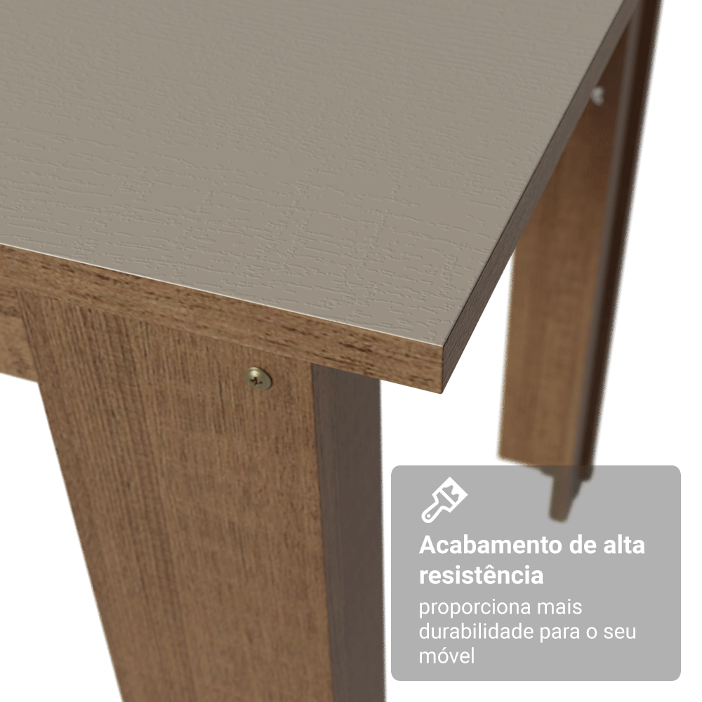 Conjunto Sala de Jantar Alva Mesa Tampo de Madeira 4 Cadeiras Rustic/Crema/Sintético Bege Madesa