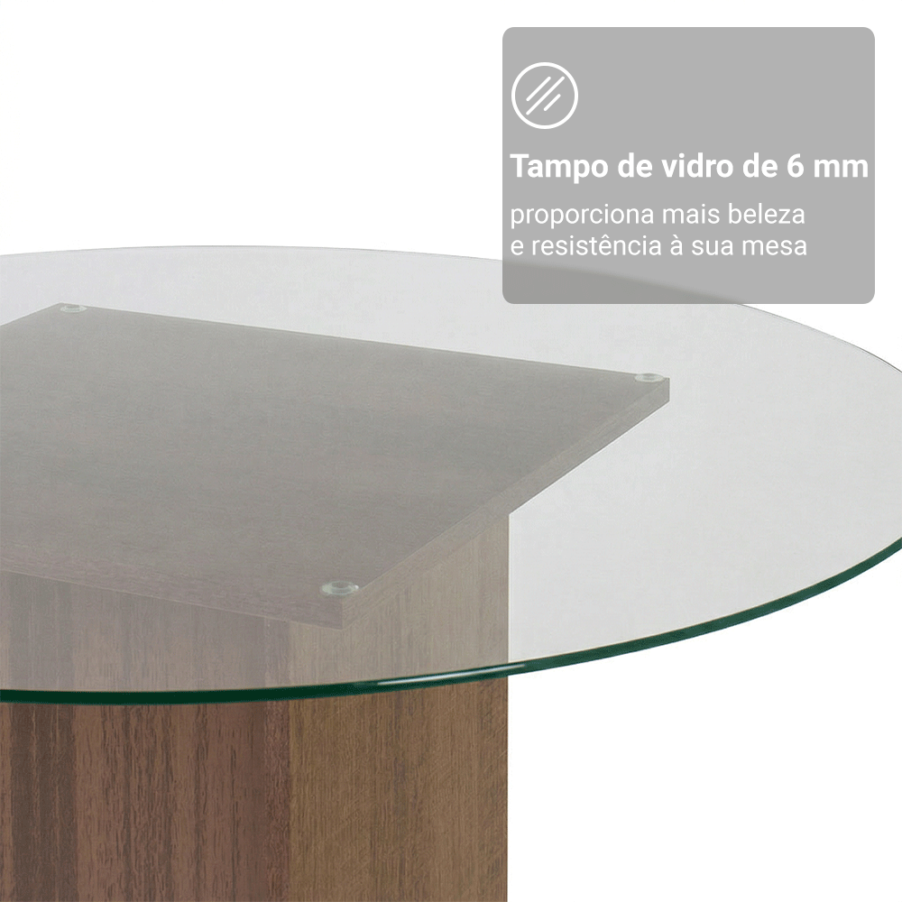 Conjunto Sala de Jantar Denali Mesa Tampo de Vidro 4 Cadeiras Rustic/Preto Madesa