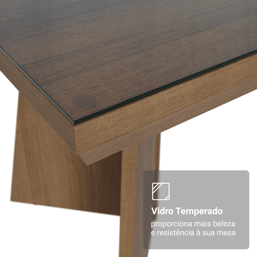 Conjunto Sala de Jantar Tampo com Vidro 4 Cadeiras Rustic/Oxford Todi Madesa