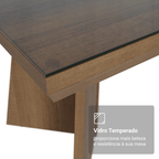 Conjunto Sala de Jantar Tampo com Vidro 4 Cadeiras Rustic/Silver Todi Madesa