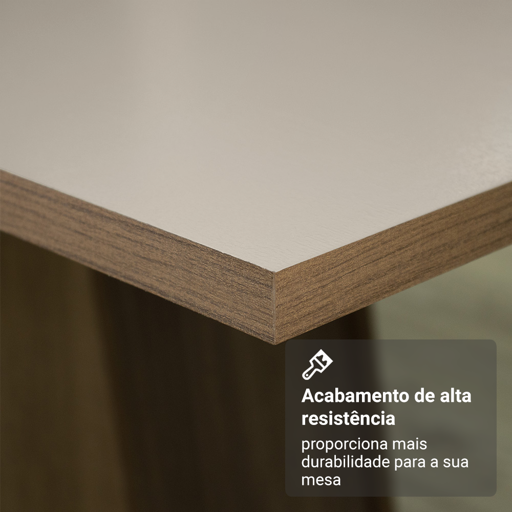 Conjunto Sala de Jantar Mesa Tampo de Madeira 6 Cadeiras Rustic/Crema/Imperial Renata Madesa