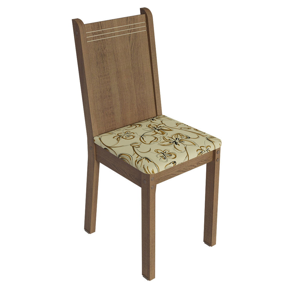 Conjunto Sala de Jantar Mesa Tampo de Madeira 6 Cadeiras Rustic/Crema/Lírio Bege Sharon Madesa