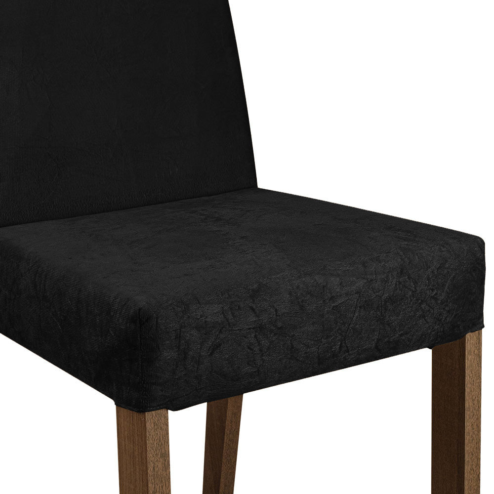 Conjunto Sala de Jantar Mesa Tampo de Vidro 6 Cadeiras Rustic/Preto/Oxford Valerie Madesa