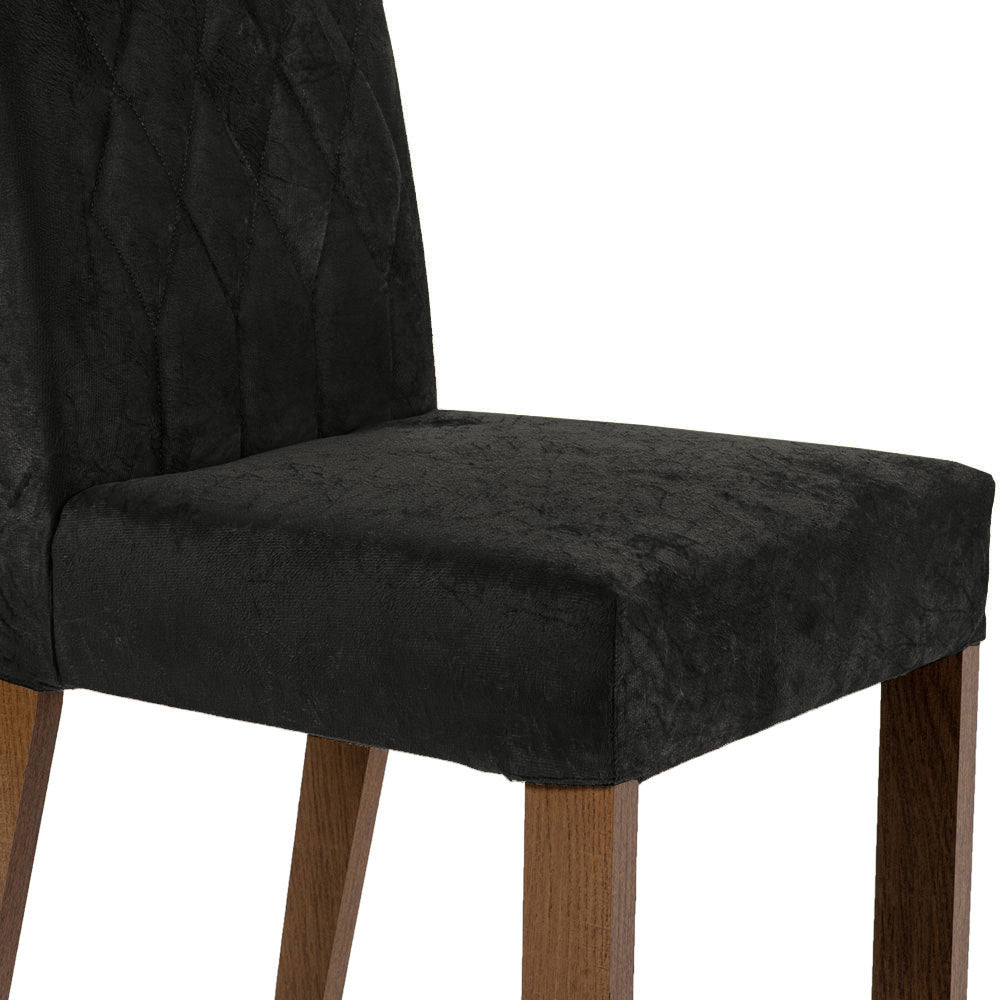 Conjunto Sala de Jantar Mesa Tampo de Madeira 6 Cadeiras Rustic/Preto/Oxford Madison Madesa