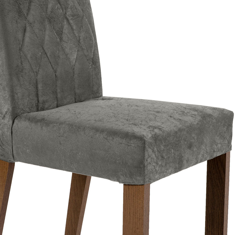 Conjunto Sala de Jantar Mesa Tampo de Vidro 6 Cadeiras Rustic/Preto/Silver Marissa Madesa