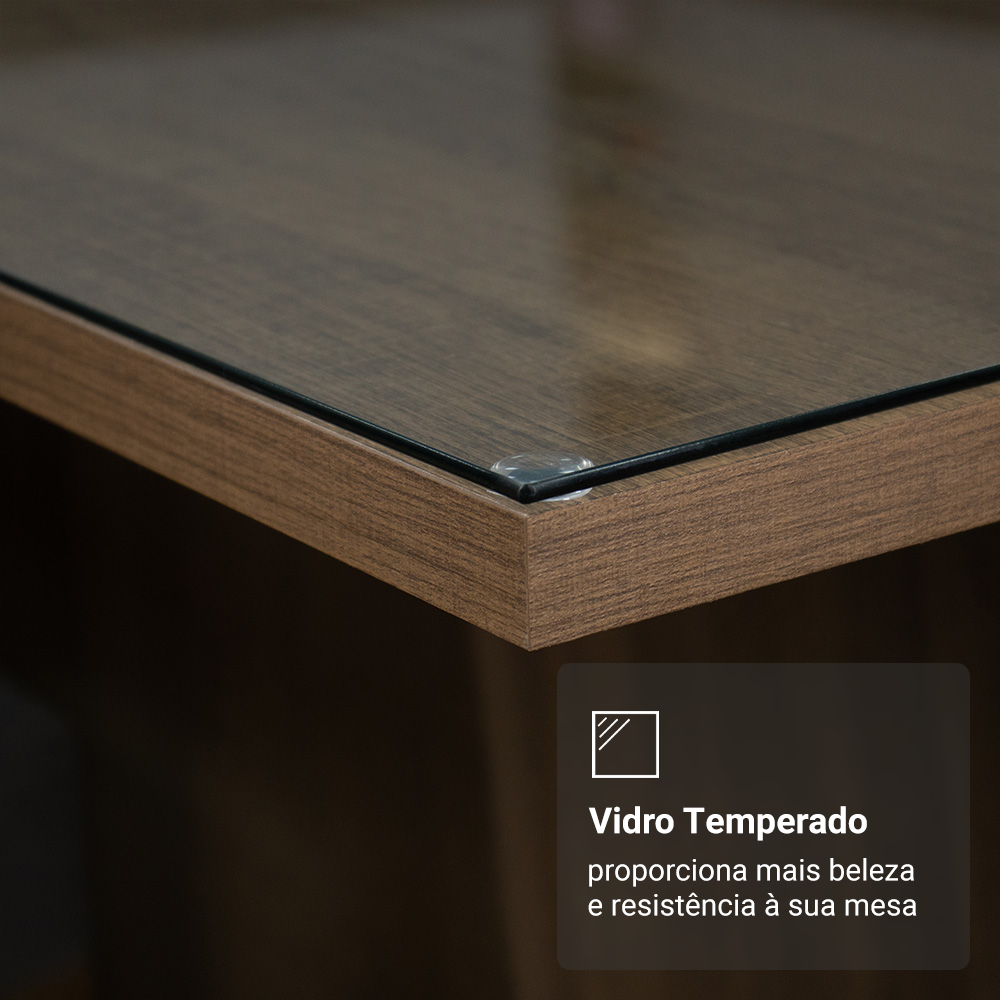 Conjunto Sala de Jantar Tampo de Vidro 6 Cadeiras Rustic/Oxford Azaleia Madesa