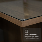 Conjunto Sala de Jantar Tampo de Vidro 6 Cadeiras Rustic/Silver Azaleia Madesa