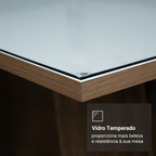 Conjunto Sala de Jantar Tampo de Vidro 6 Cadeiras Rustic/Branco/Imperial Avenca Madesa