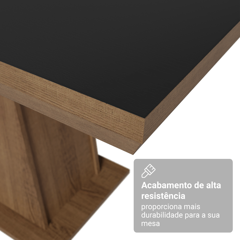 Conjunto Sala de Jantar Tampo de Madeira 6 Cadeiras Rustic/Preto/Imperial Assis Madesa