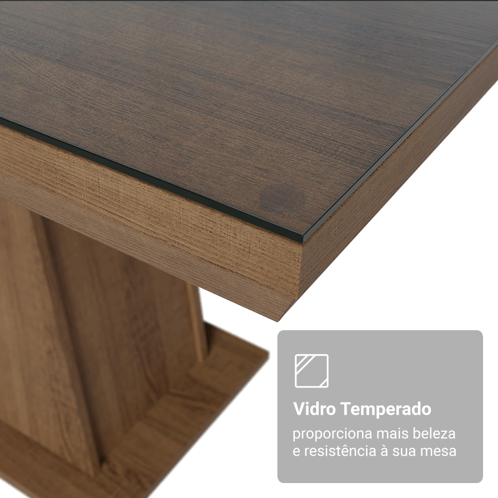 Conjunto Sala de Jantar Tampo com Vidro 6 Cadeiras Rustic/Imperial Colmar Madesa