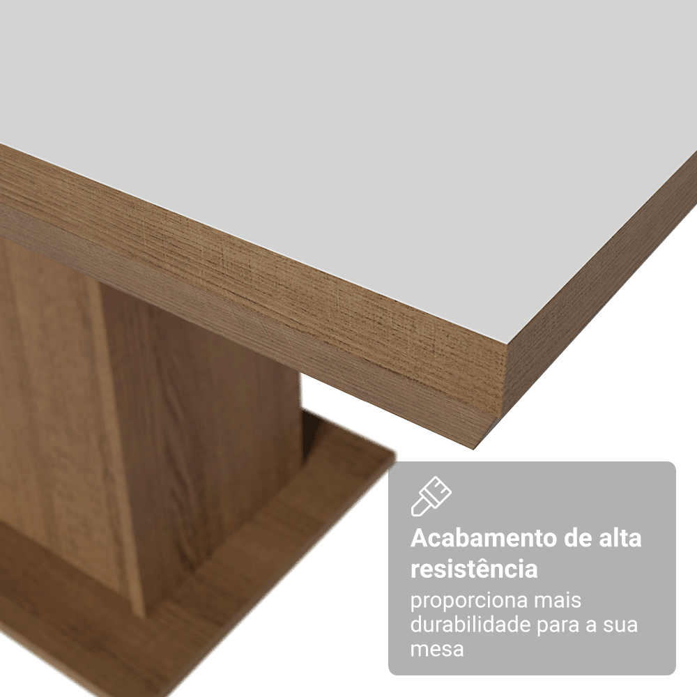 Conjunto Sala de Jantar Tampo de Madeira 6 Cadeiras Rustic/Branco/Silver Grasse Madesa