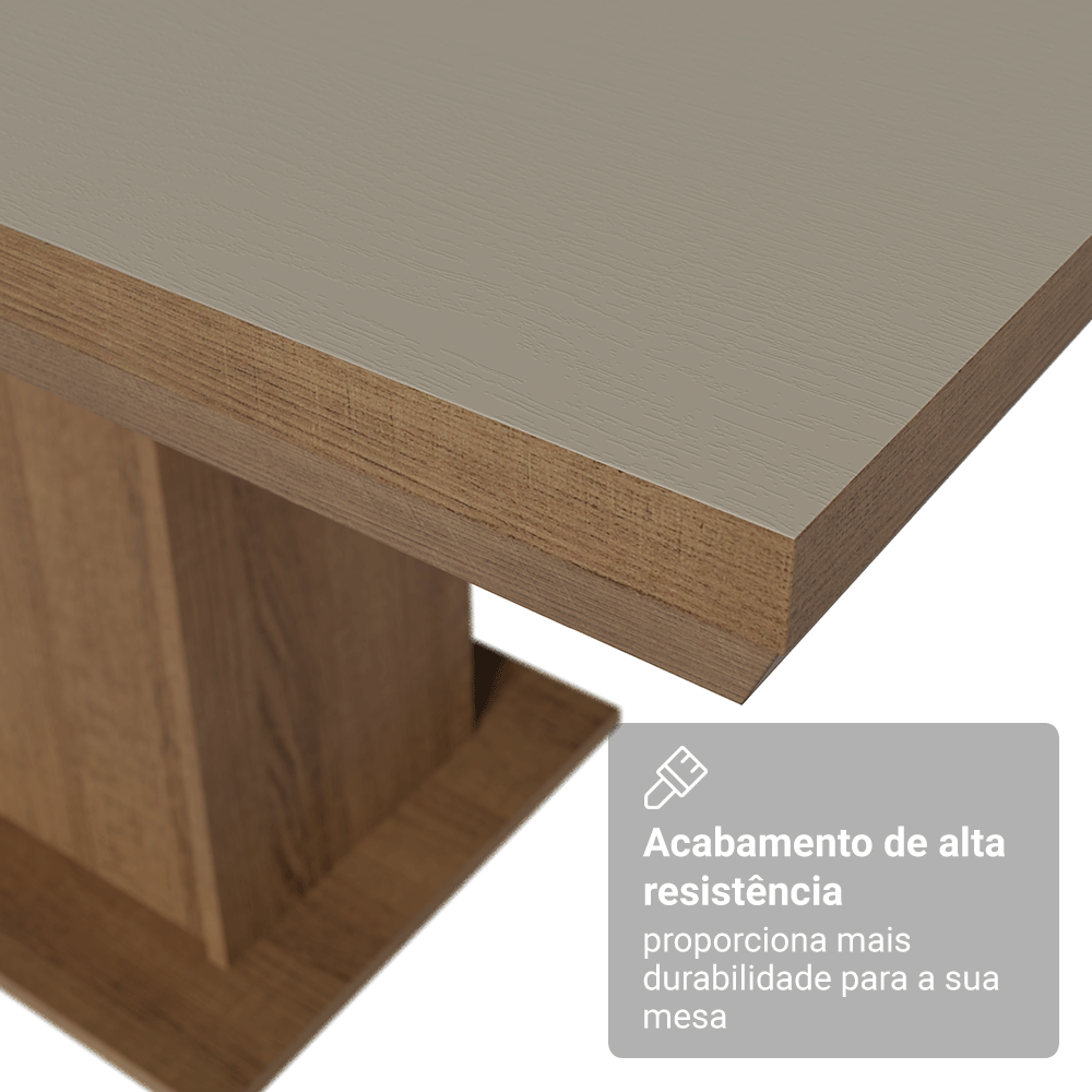 Conjunto Sala de Jantar Tampo de Madeira 6 Cadeiras Rustic/Crema/Imperial Grasse Madesa