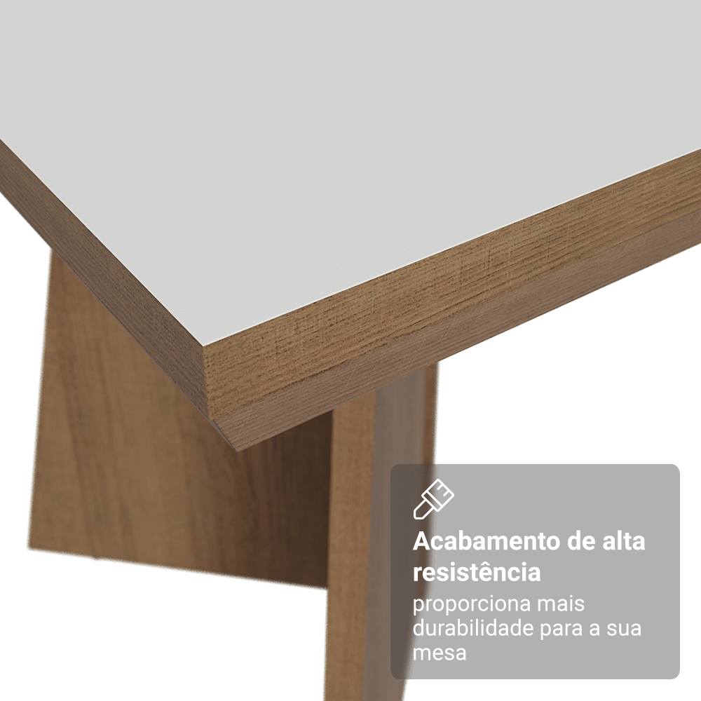 Conjunto Sala de Jantar Tampo de Madeira 6 Cadeiras Rustic/Branco/Imperial Sarlat Madesa