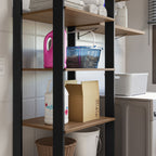 Estante Multiuso + Prateleiras para Lavanderia 139cm Rustic/Preto Madesa