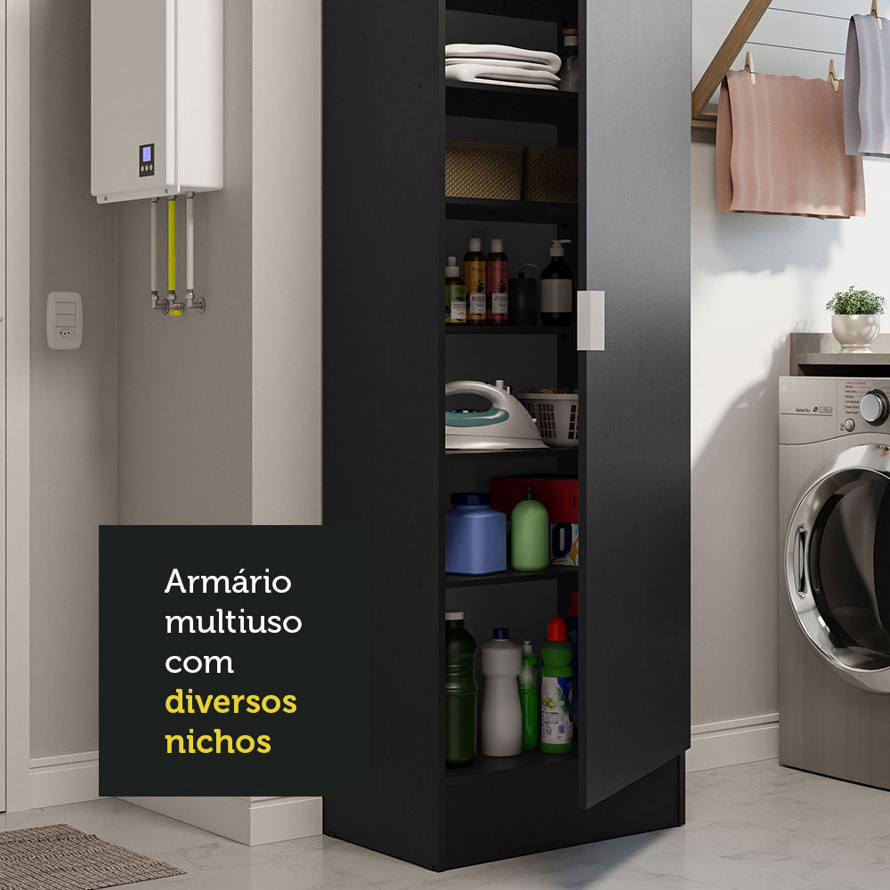 Armário Multiuso 60 cm 1 porta Preto Madesa