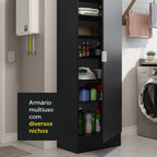 Armário Multiuso 60 cm 1 porta Preto Madesa