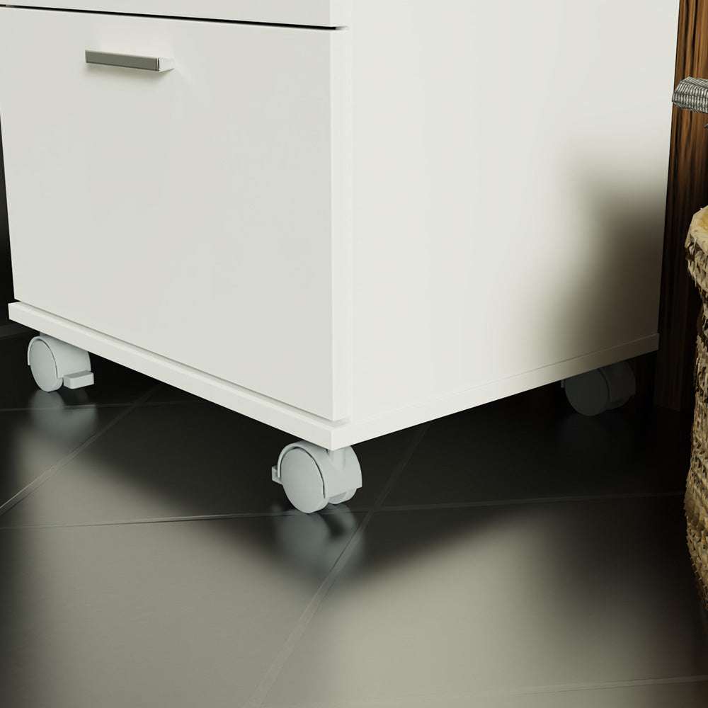 Gaveteiro para Banheiro Branco com 3 Gavetas e Rodinhas Madesa