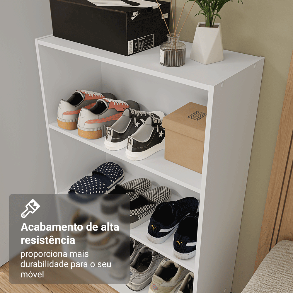 Estante Sapateira 3 Prateleiras Sem Portas Branco Madesa