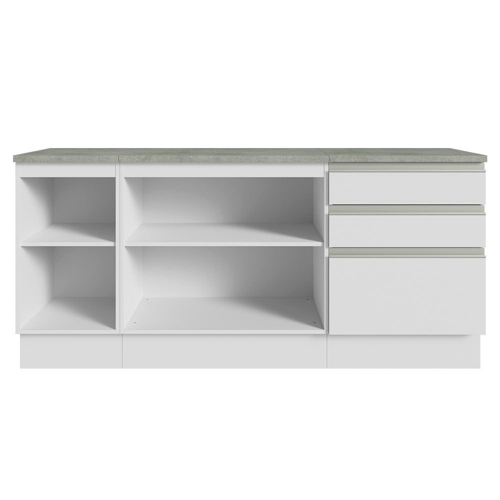 Armário Gabinete para Banheiro 180cm 3 Portas 3 Gavetas Branco Madesa