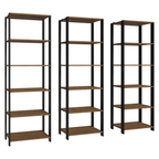 Armário Estante Multiuso Organizador Despensa 15 Prateleiras 177cm Rustic/Preto Madesa