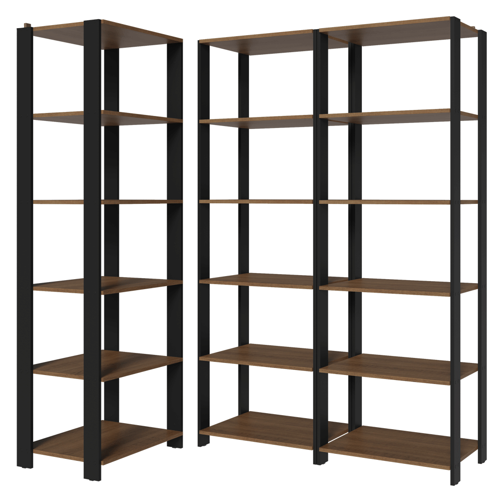 Armário Estante Multiuso Organizador Despensa de Canto 15 Prateleiras 177cm Rustic/Preto Madesa