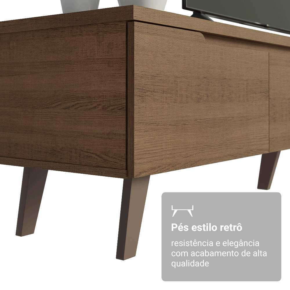 Rack para TV até 80 Polegadas 180 cm 2 Portas 1 Gaveta Rustic Nilo Madesa