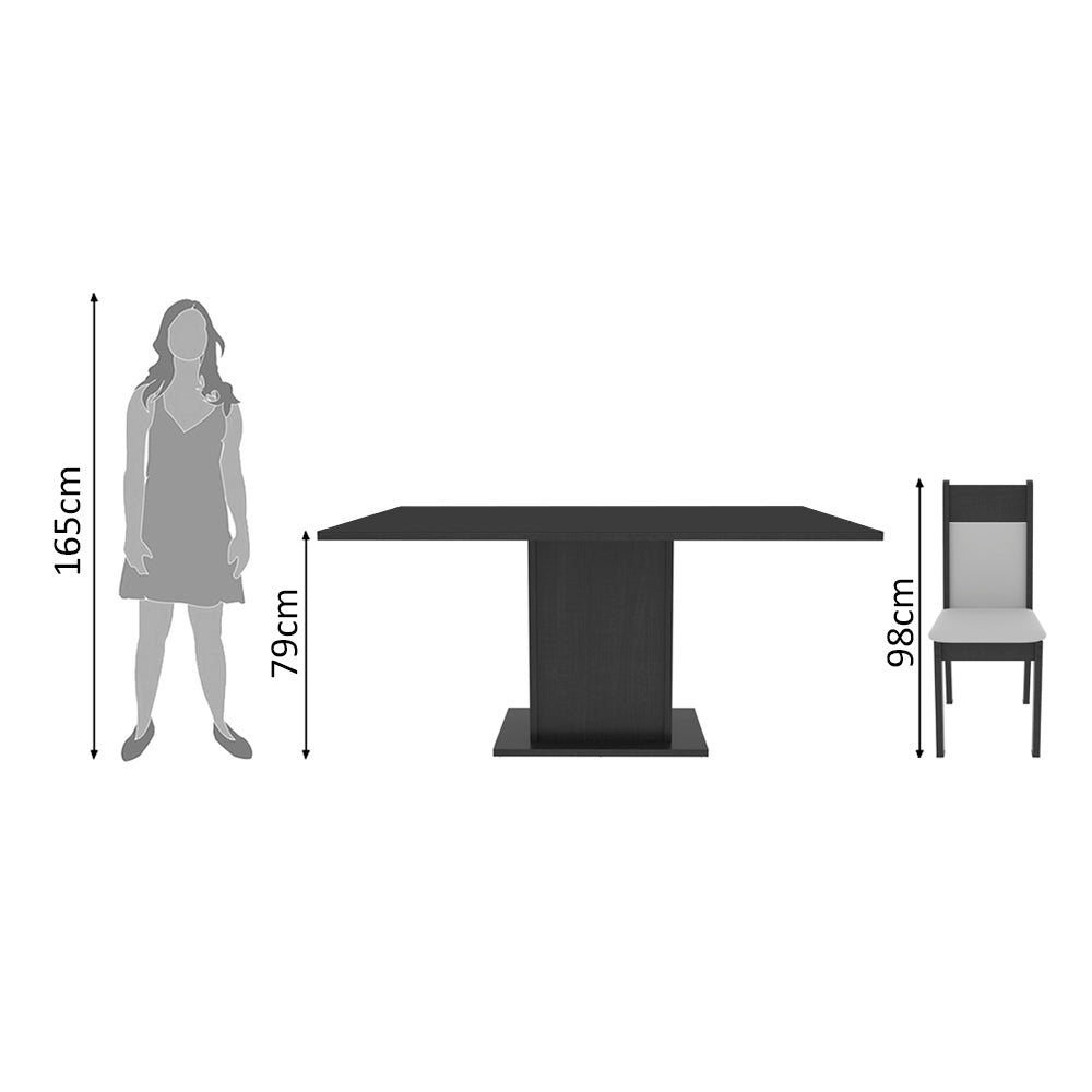 Conjunto Sala de Jantar Lousiana Madesa Mesa Tampo de Madeira com 6 Cadeiras Rustic/Crema/Sintético Bege