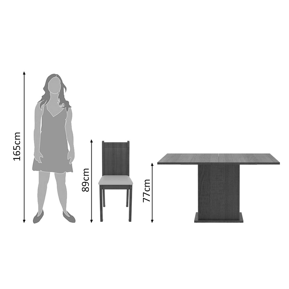 Conjunto Sala de Jantar Madesa Clarice Mesa Tampo de Madeira com 8 Cadeiras Rustic/Sintético Bege