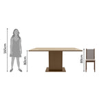 Conjunto Sala de Jantar Moscou Plus Madesa Mesa Tampo de Vidro com 6 Cadeiras Rustic/Crema/Sintético Bege