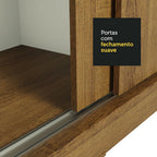 Guarda-Roupa Casal Madesa Kansas 3 Portas de Correr de Espelho 3 Gavetas Rustic