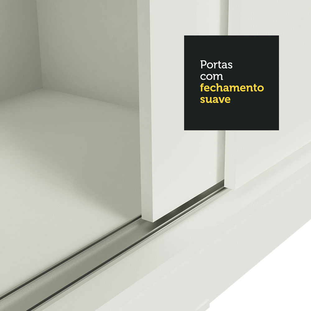 Guarda-Roupa Casal Madesa Austin 4 Portas de Correr 3 Gavetas Branco
