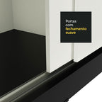 Guarda-Roupa Casal Madesa Austin 4 Portas de Correr de Espelho 3 Gavetas Preto/Branco