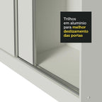 Guarda-Roupa Casal 100% MDF Madesa Royale 3 Portas de Correr com Espelhos com Pés Branco