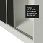 Guarda-Roupa Casal 100% MDF Madesa Royale 3 Portas de Correr com Espelho Branco/Preto