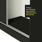 Guarda-Roupa Casal 100% MDF Madesa Royale 3 Portas de Correr com Espelhos Preto
