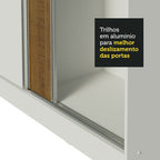 Guarda-Roupa Casal 100% MDF Madesa Royale 3 Portas de Correr Branco/Rustic/Branco