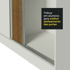 Guarda-Roupa Casal 100% MDF Madesa Royale 3 Portas de Correr com Pés Branco/Rustic/Branco