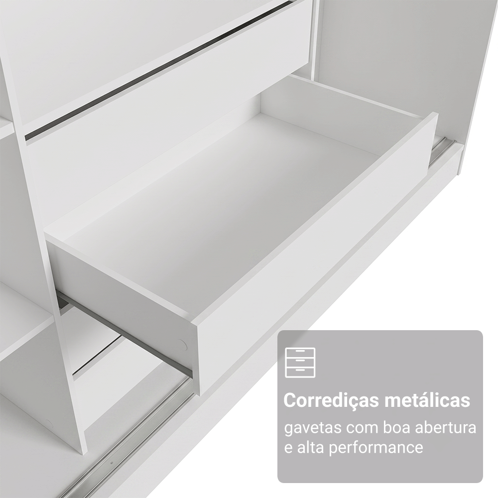 Guarda-Roupa Casal 100% MDF 3 Portas Branco/Rustic Malta Madesa