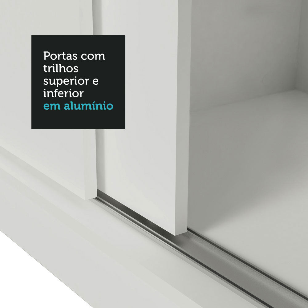 Guarda-Roupa Casal Madesa Lyon Plus 3 Portas de Correr 4 Gavetas Branco
