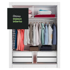 Guarda-Roupa Solteiro Madesa Dallas Plus 2 Portas de Correr 4 Gavetas Branco/Preto