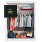 Guarda-Roupa Solteiro Madesa Denver 2 Portas de Correr com Espelho Branco/Rustic