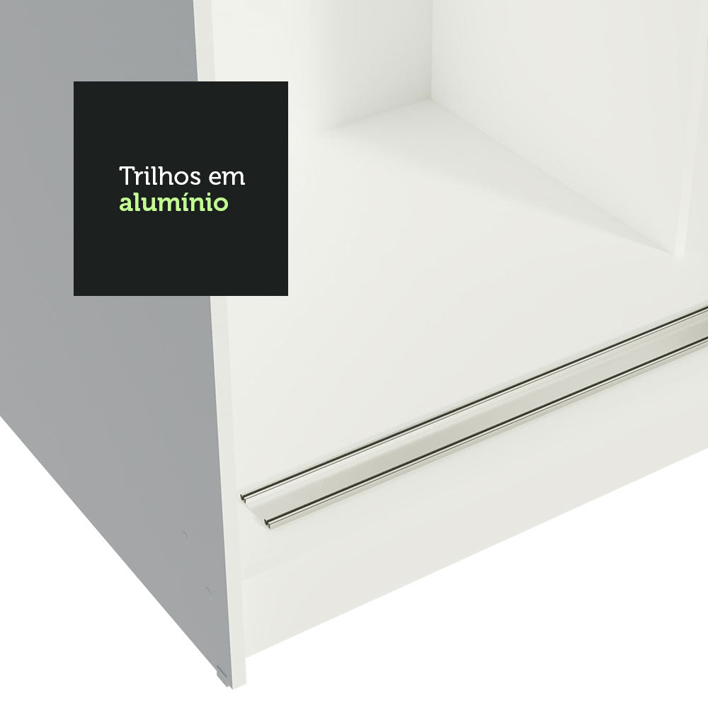 Guarda-Roupa Casal Madesa Reno 3 Portas de Correr de Espelho Branco