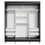 Guarda-Roupa Casal com Pés 3 Portas de Correr Preto/Branco Reno Madesa